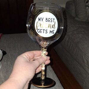 Decorative Wine Glass with Gold Accents